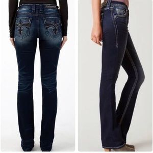 Rock Revival Low Rise Boot Cut Dark Denim Jeans